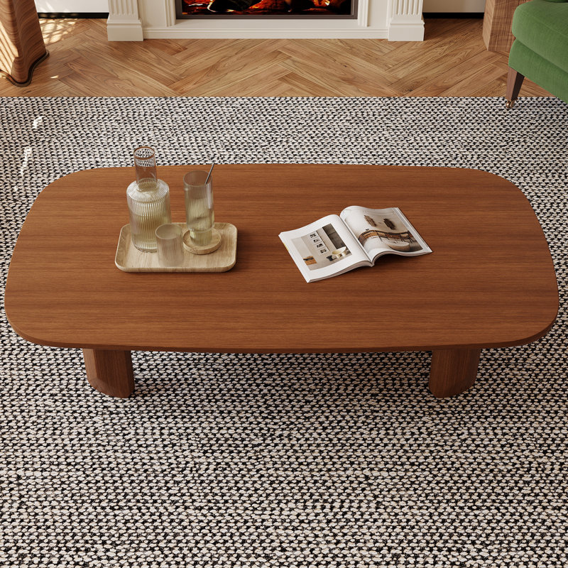 Table basse de 52 po en bois massif pour petit salon - style scandinave minimaliste avec plateau en chêne naturel