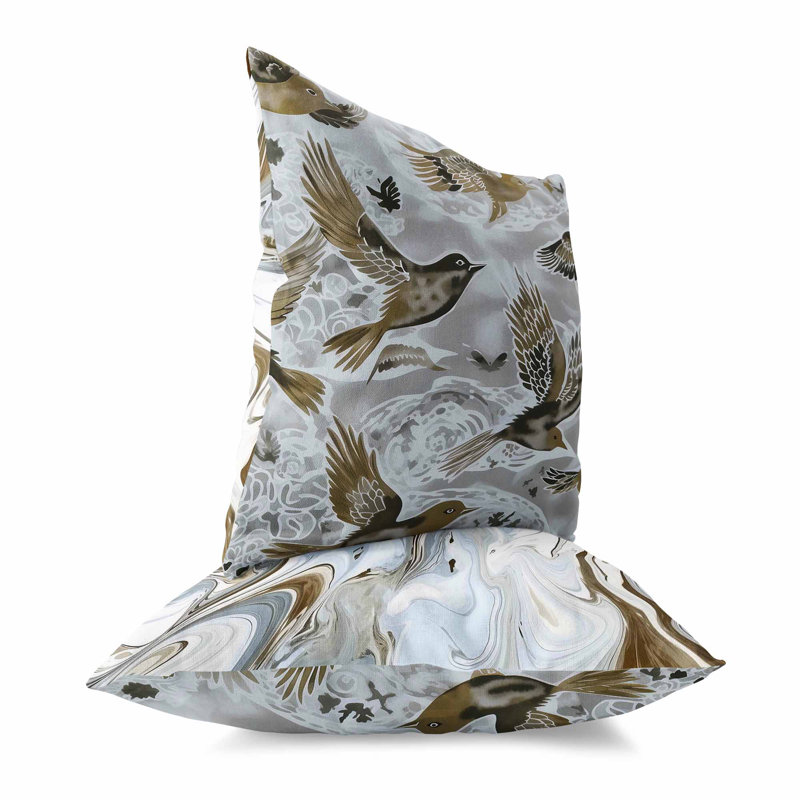 Coussin Inferno Songbirds Broadcloth, Jaune, H 26 po x l 26 po
