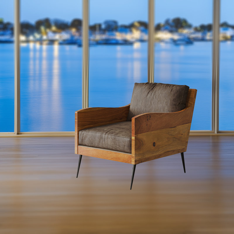 Fauteuil en cuir fleur 31 po Brigit, Bourbon