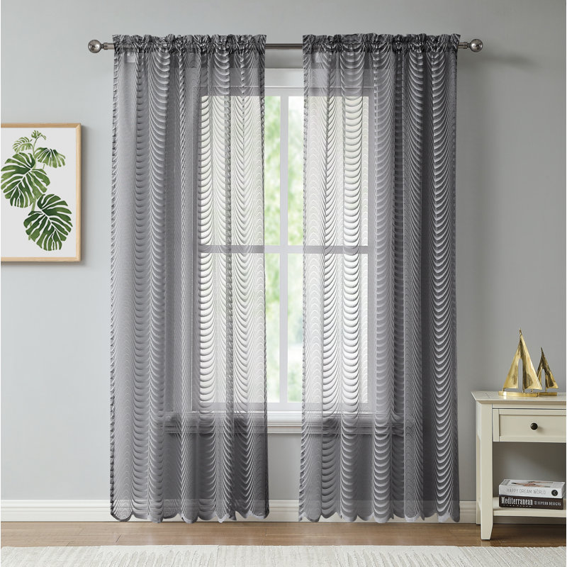 Semi Sheer Curtain Pair, 54" W x 108" L, Gray
