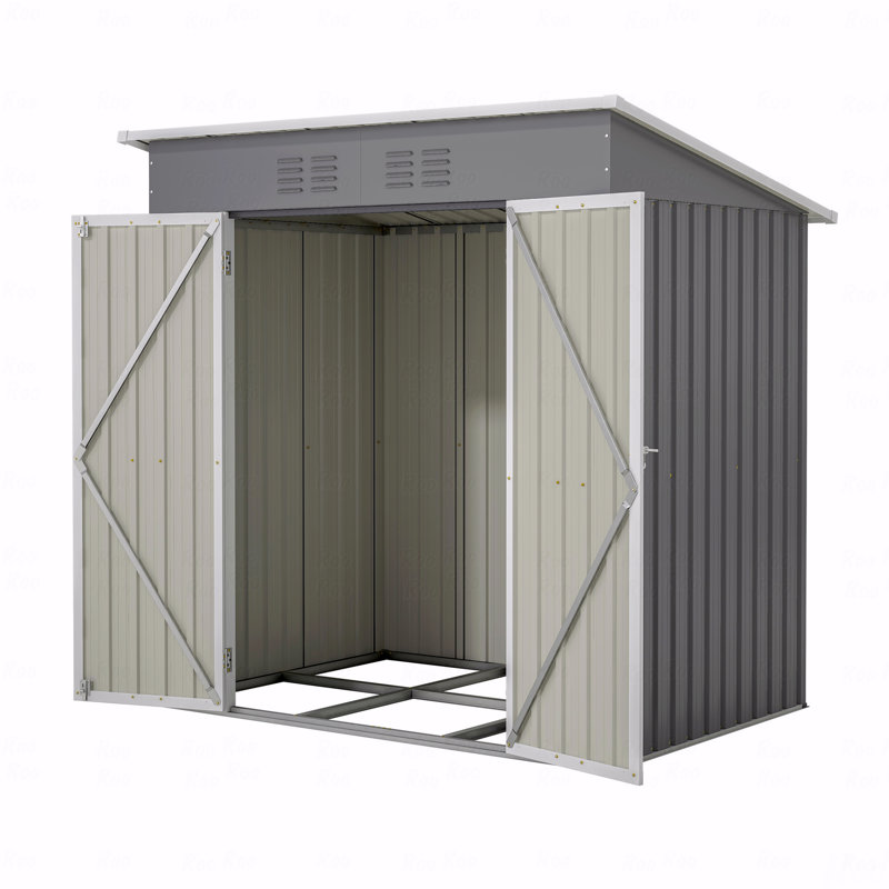 Remise de rangement extérieure en métal 6 pi x 4 pi avec portes doubles verrouillables, H 71,65 po x l 72,05 po x P 53,54 po