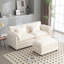 Oversized Double Sofa with Chenille Fabric, Removable Armrests, Side Pockets, and a Cozy Footstool for Ultimate Comfort and Versatility-1654548008