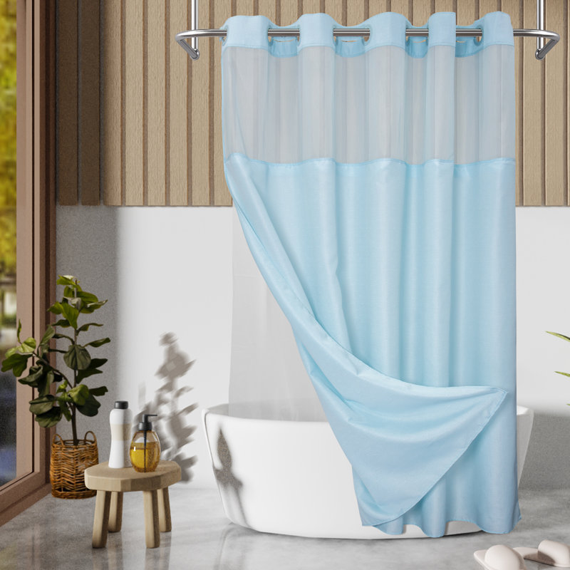 Ensemble de rideau de douche Bartek, Bleu, H 74 po x l 71 po