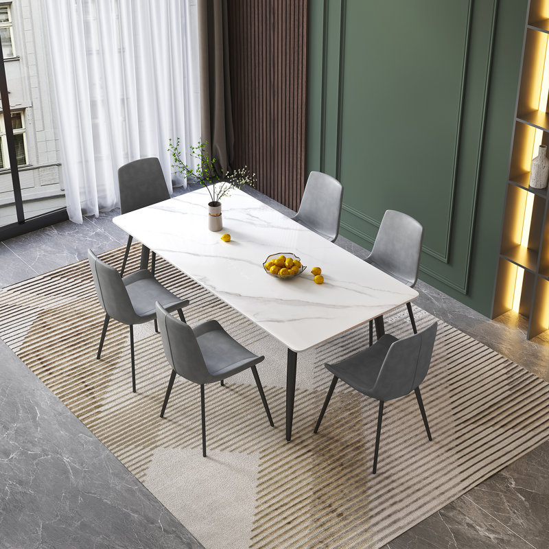 Ensemble repas pour 6 personnes, H 29,5 po x L 70,8 po x l 35,4 po, 5, Blanc