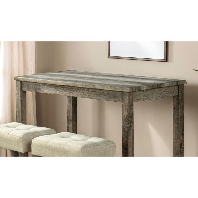 Table à manger moderne 3 pièces - Table rectangulaire en bois d'hévéa, 2 tabourets, coussin de siège, siège beige et brun, beige / brun