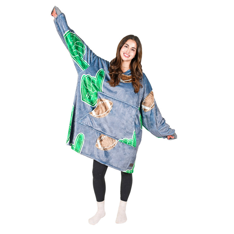 Sweat à capuche surdimensionné pour femmes, Wearable, Footballsfans - gris