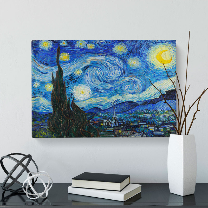 The Starry Night by Vincent Van Gogh - Wrapped Canvas Print, Wrapped Canvas, 35cm H x 50cm W x 3cm D