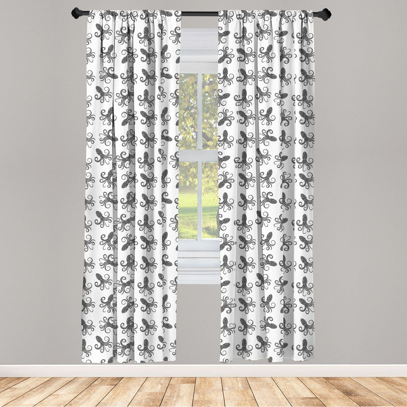 Octopus Semi-Sheer Rod Pocket Curtain Panels, 28" x 63"