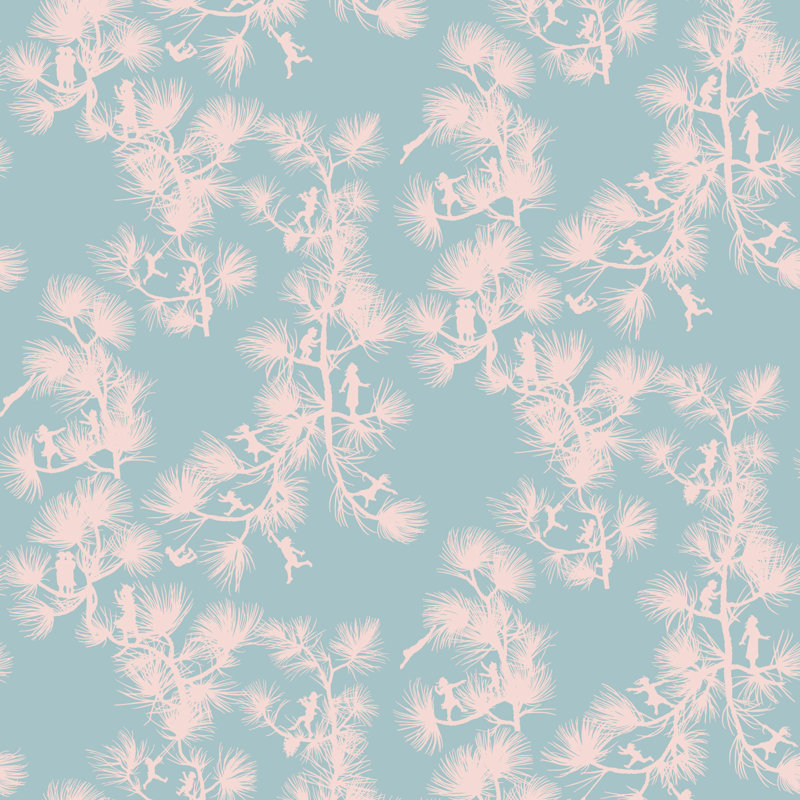 Fairy Forest Baby 10' L x 25" W Peel and Stick Wallpaper Panel, Baby Blue
