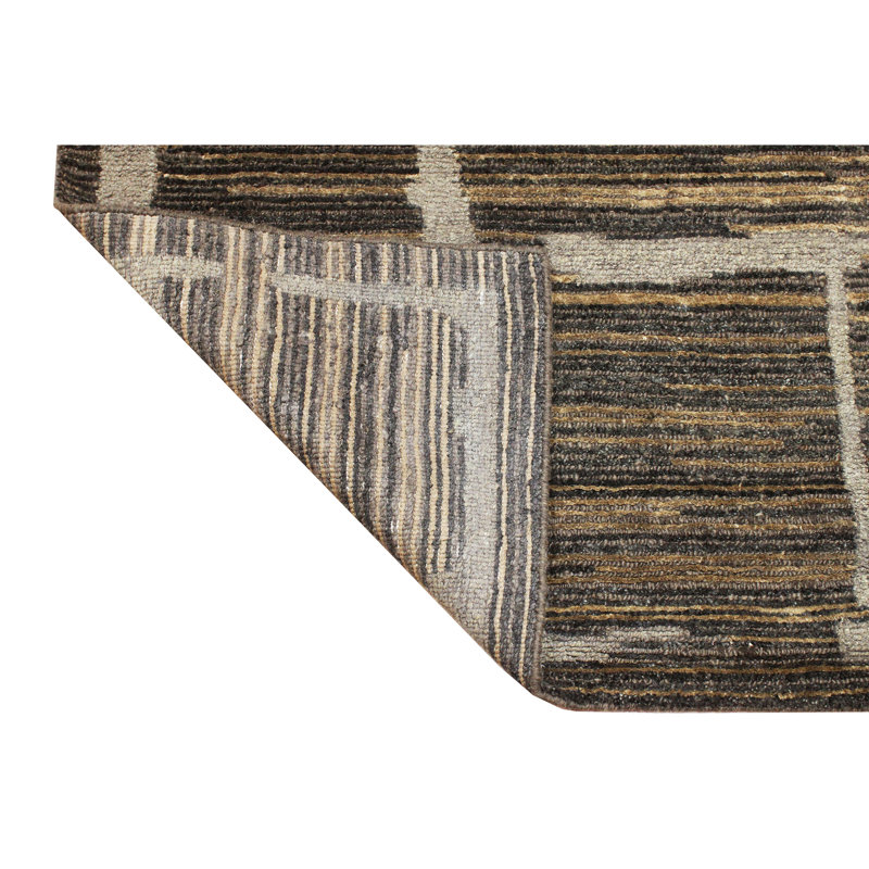 Tapis doré et brun de haute qualité noué à la main, Rectangle 10 pi x 14 pi