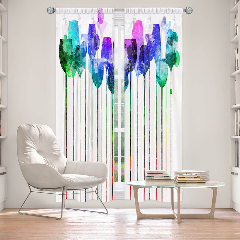 Rideau occultant et isolant avec passe-tringle Delaughter, Bleu / vert / mauve, L 20 po x L 61 po