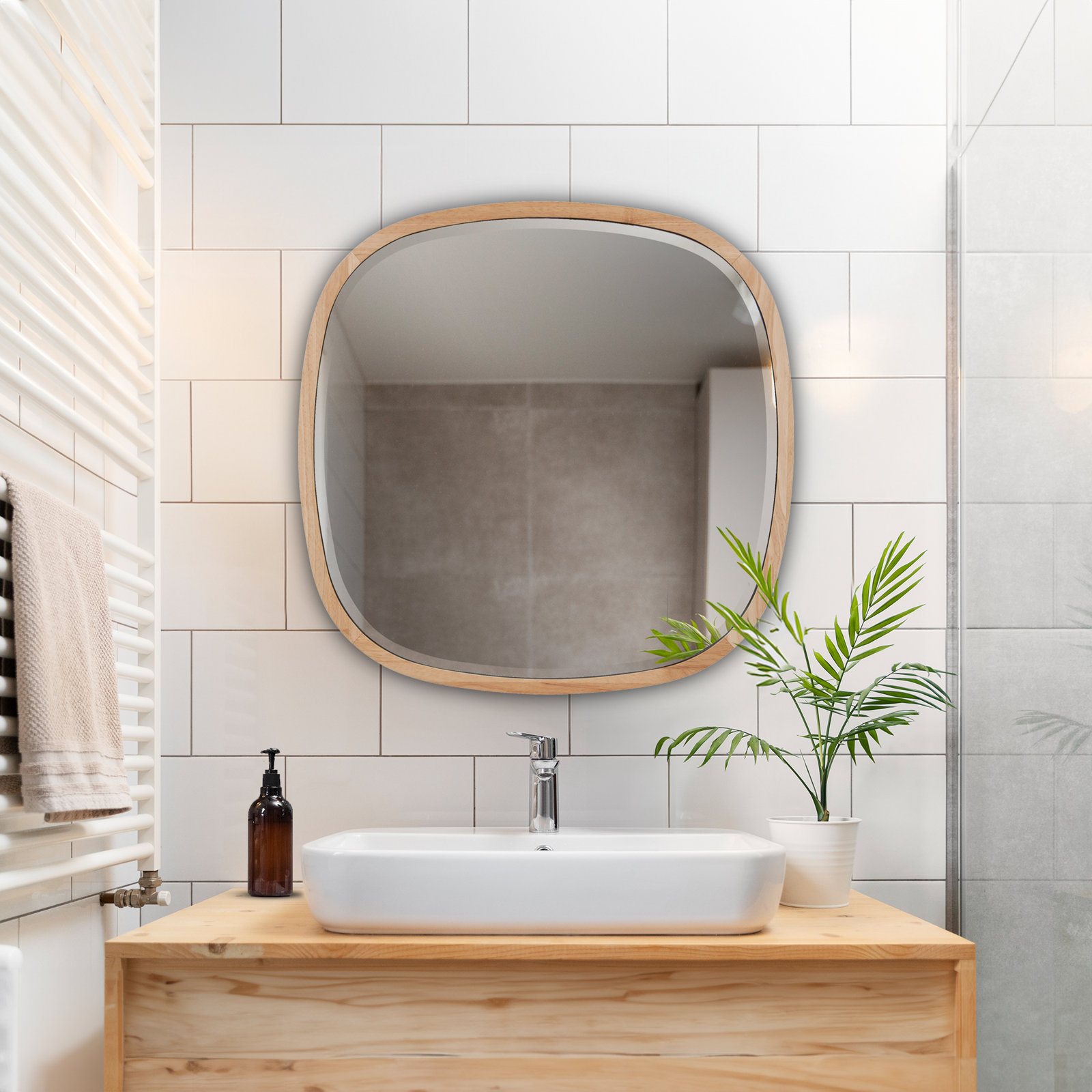 Cartwell 26" Oak Accent Mirror, 25.5" x 25.5"