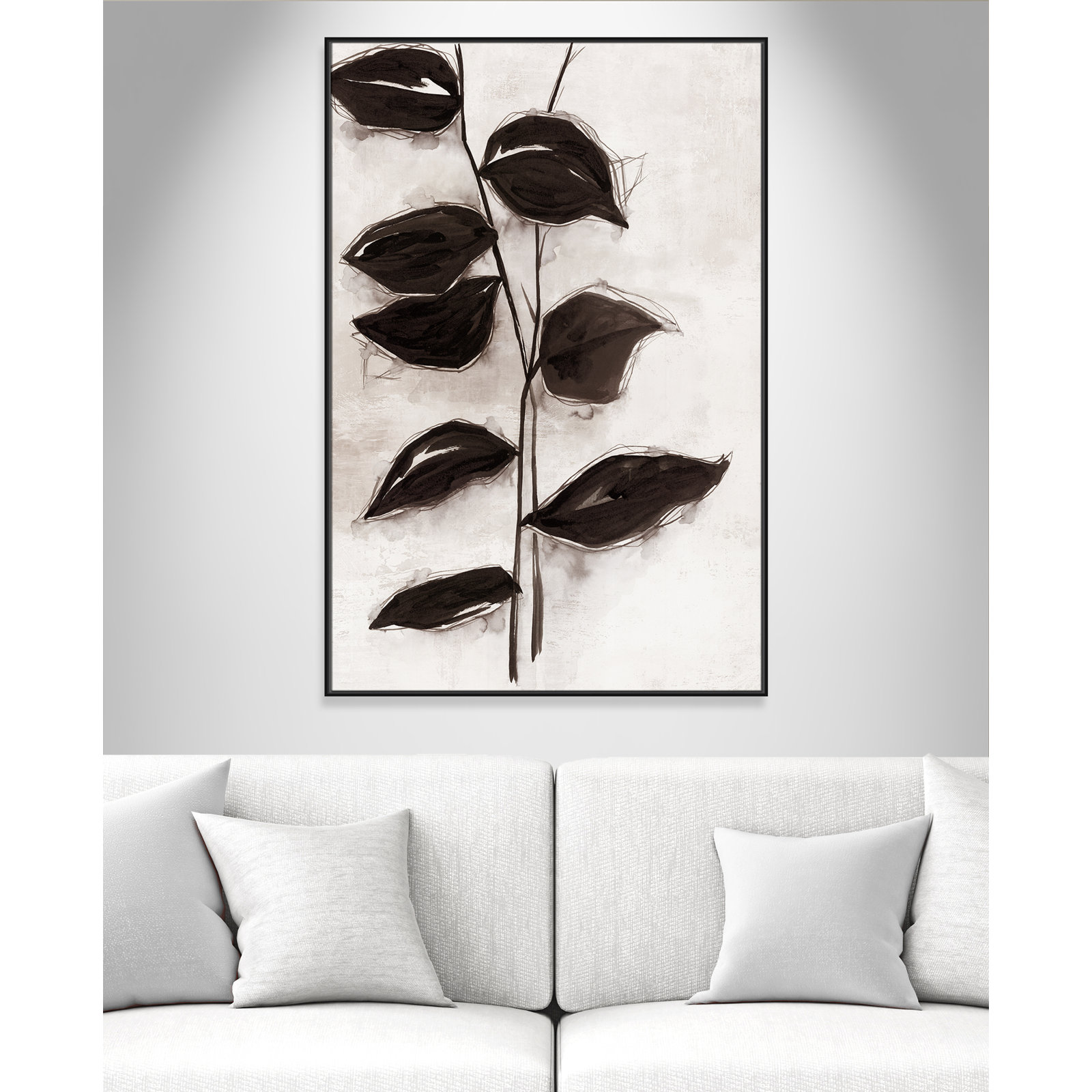 Leaves "Leaves I" Print, Black Framed, 61.5" H x 41.5" W x 2" D