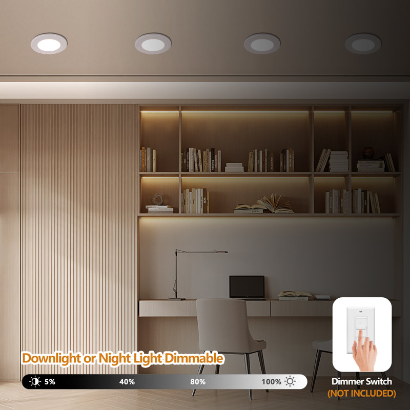Luminaire encastré à DEL noir de 4 pouces de 4 pouces, luminaire écoénergétique 120v pour chambre à coucher de cuisine à domicile