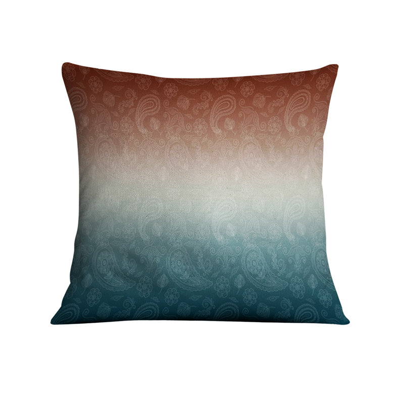 Throw Pillow Cover Only, Bleu / cachemire orange / dégradé 1, H 16 po x l 16 po