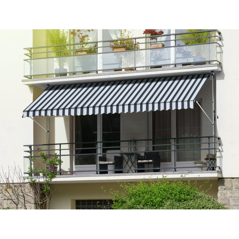 Dakota Fields 1.95cm W x 1cm D Retractable Patio Awning, Blue/White