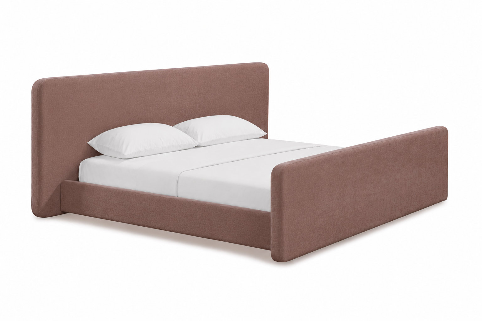 Boucle Upholstered Bed, King, Brown Velvet
