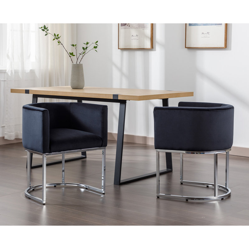 Chaises de salle à manger rembourrées Kaydance, Noir, Argent