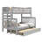 Treva Solid Wood Standard Bunk Beds Twin over Full, 4 Step Ladder, Full Trundle, Gray-1833215578-1833215580