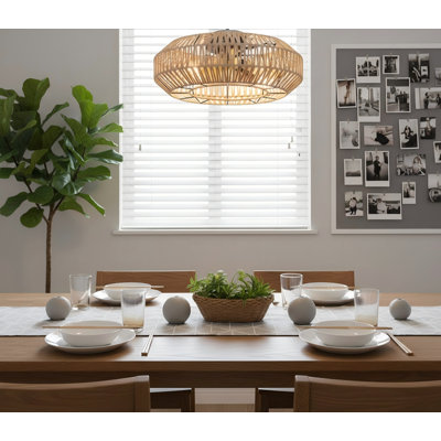 22" Rattan Enclosed Ceiling Fan Lighting W/ 6 Speeds Remote Control,reversible Ceiling Fan