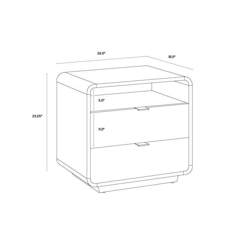Kayden Transitional Brown and Cream 2-Drawer Nightstand
