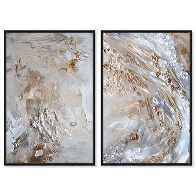 Perle marée ensemble de 2 ensembles d'art géode sur toile 