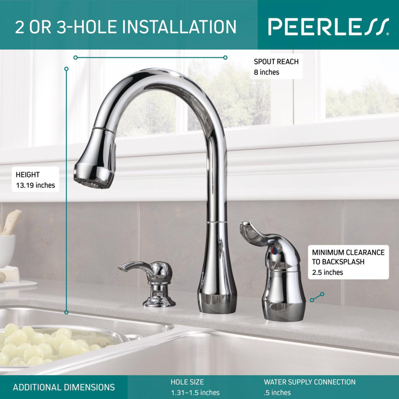 Robinet de cuisine à poignée simple pull down, Chrome
