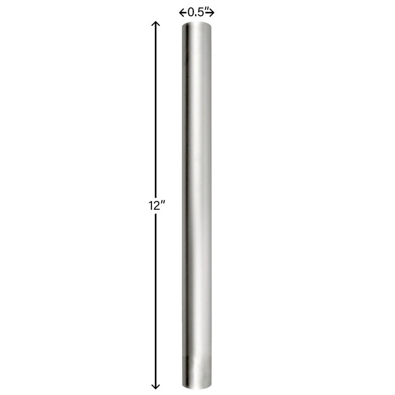 Tige d'accessoire en acier 12 po, Nickel poli