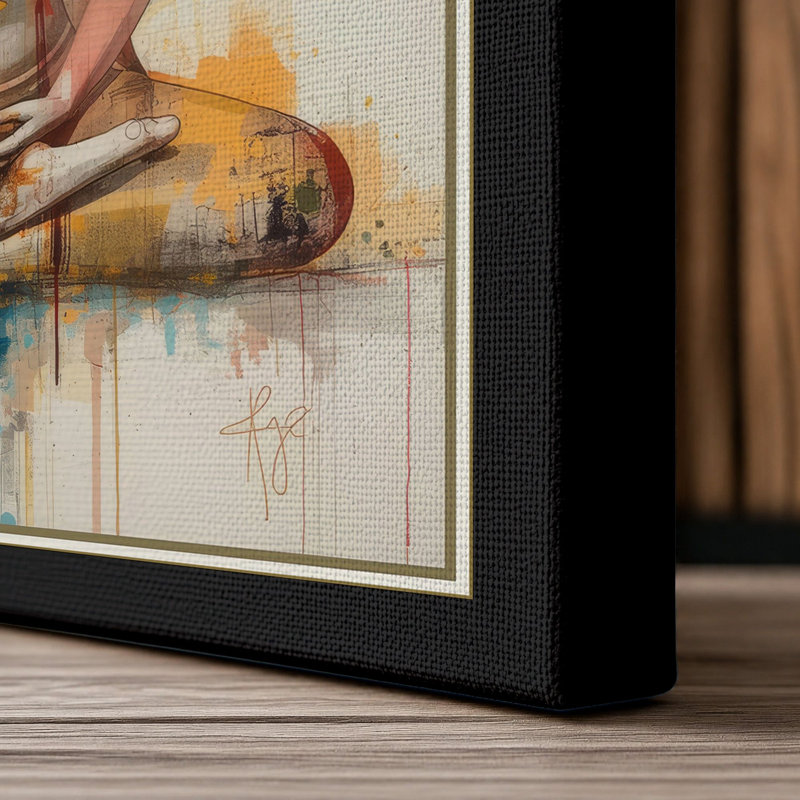 Meditating Buddha Japandi - Wrapped Canvas, 36x24 - 91.4 x 61.0 cm, Black Border