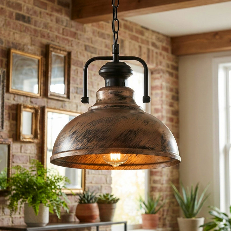 1 - Light Dome Pendant, Brushed Copper, No