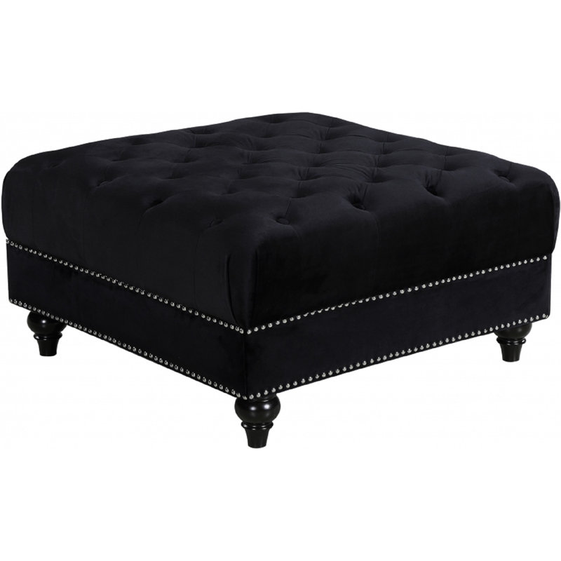 Crosier 85cm Wide Tufted Square Ottoman, Black