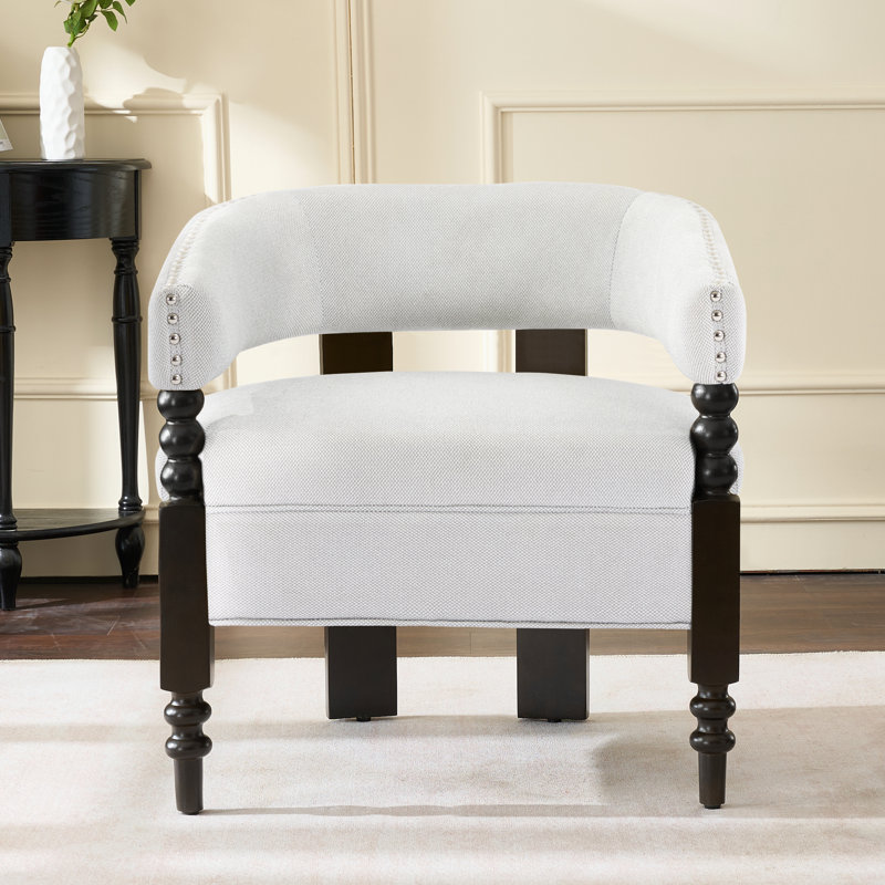 Barrel Upholstered Armchair, Light Gray