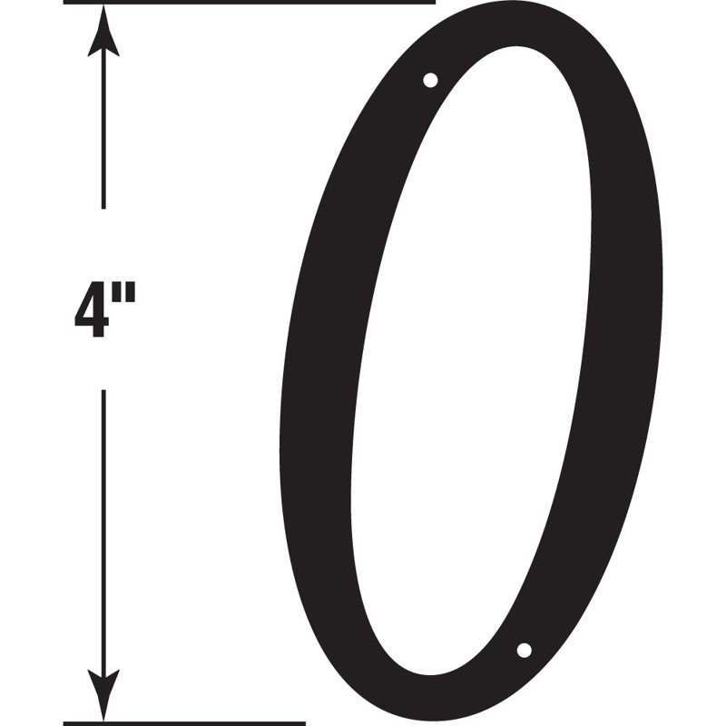 Numéro de maison de 4 po Prime-Line, moulé sous pression, finition noire, Zéro
