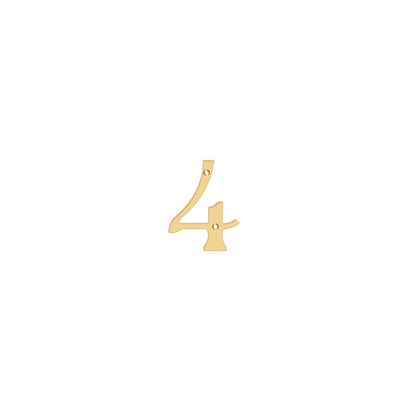 Deltana RN6-4 6" Numbers; Solid Brass; Lifetime Brass Finish, Brass