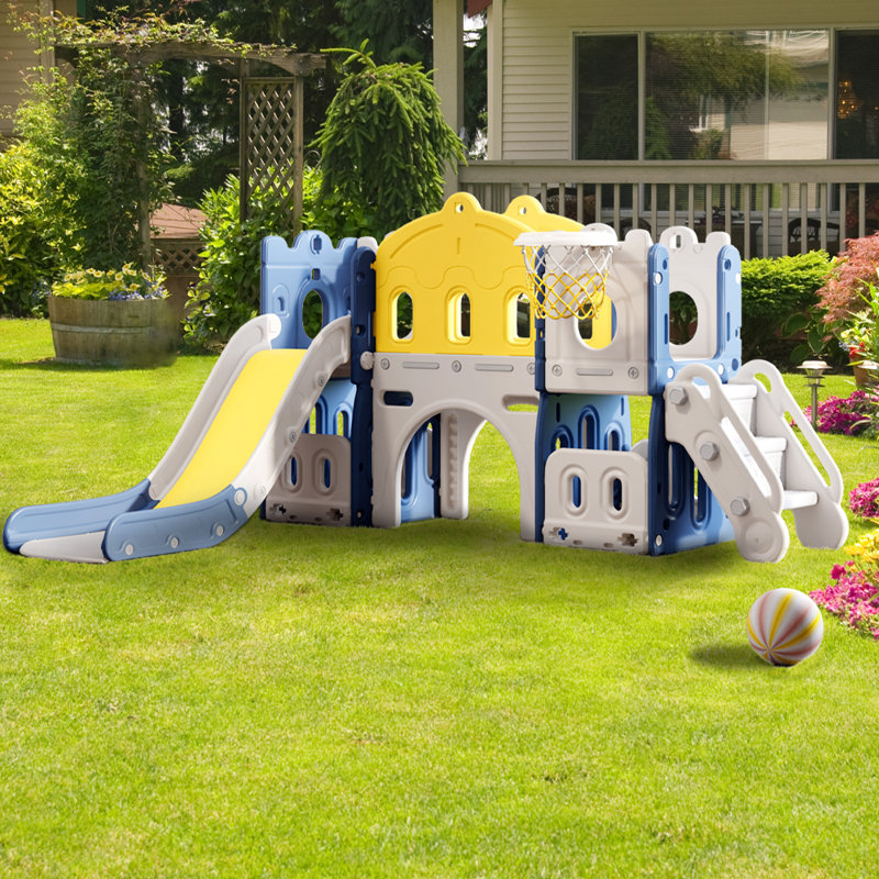 Isulf Zoomie Kids Indoor Slide, Blue/Yellow