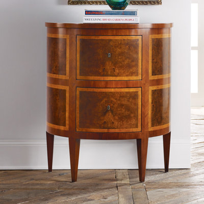 Commode décorative demi-cercle 2 tiroirs Inlaid
