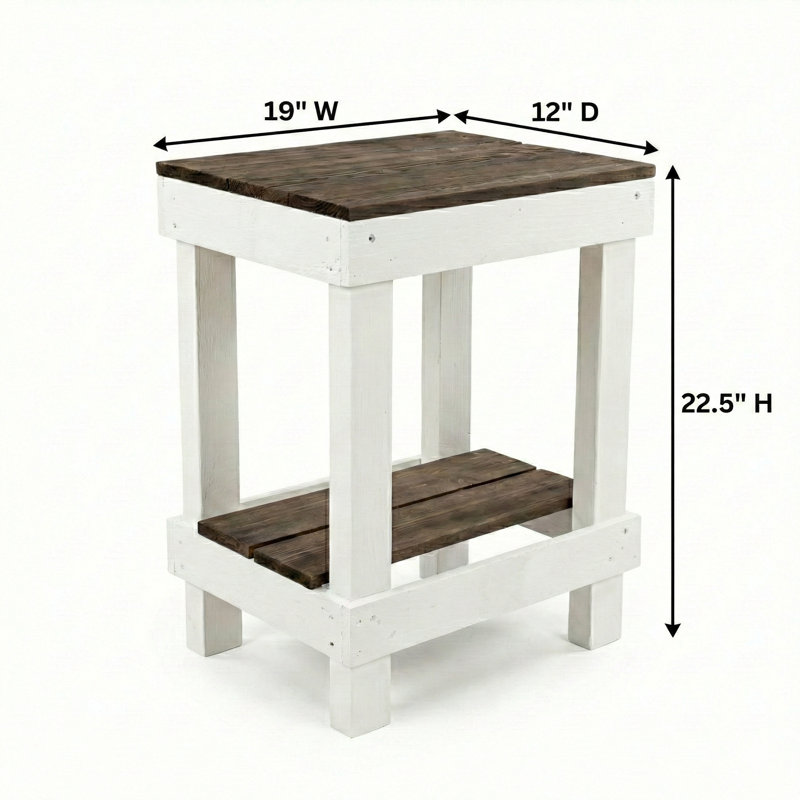 Juliana Solid Wood End Table, Dark Walnut/White, 23" H x 20" W x 13.5" D