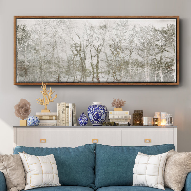 Shimmering Trees- Framed Canvas, 12" H x 30" W