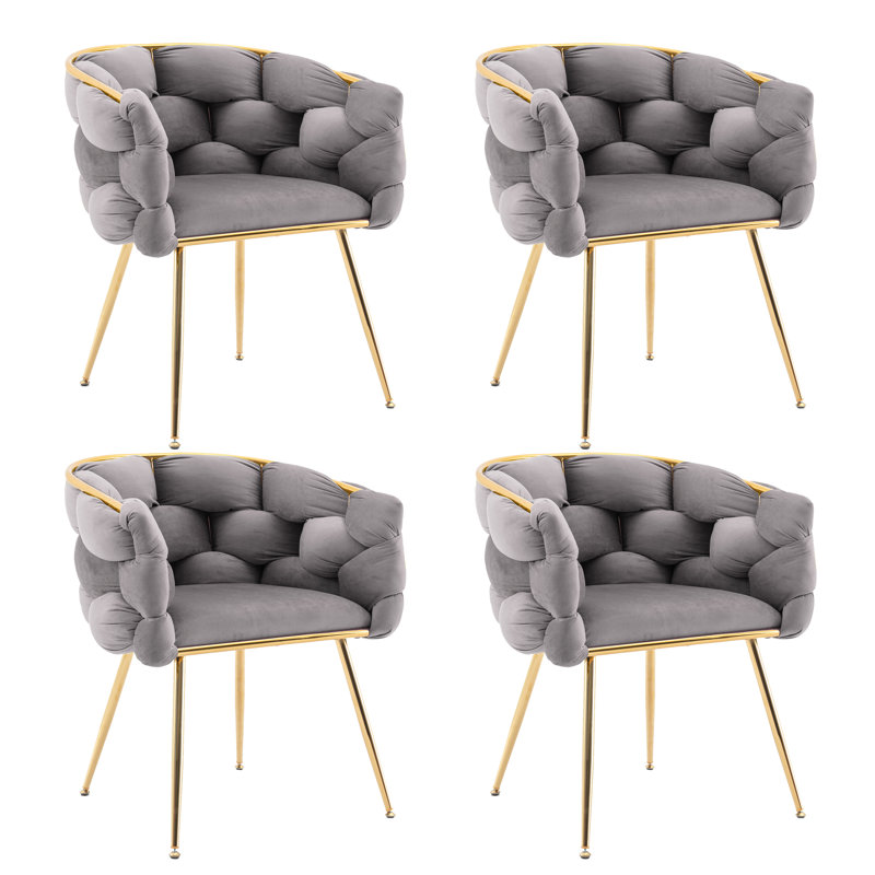 Chaise de salle à manger en velours capitonné Aughafatten, Gris