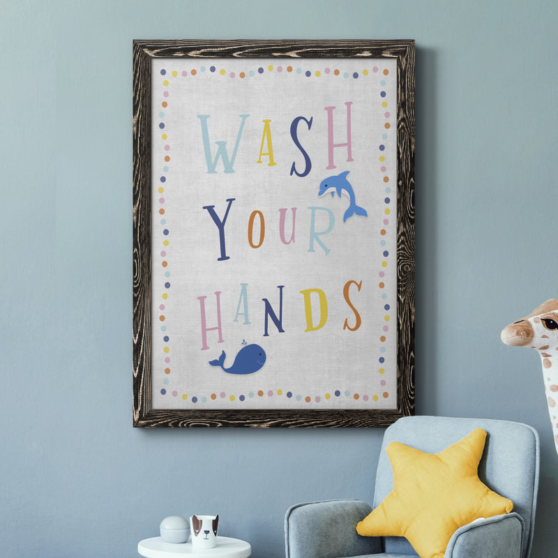 " Wash Your Hands ", 37.5" H x 27.5" W x 1" D, Black Framed
