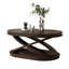 Ensemble de 3 tables basses rétro, table de centre ovale avec tables de bout, finition bois espresso
