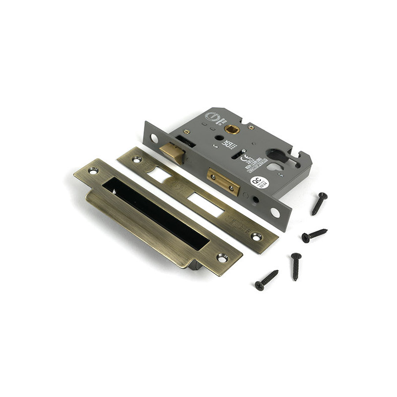 Euro Profile Sash Lock, Aged Brass