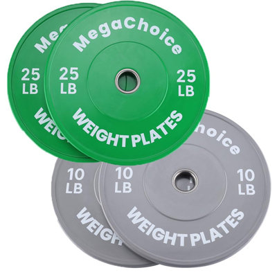 2-Inch Rubber Bumper Plates 10LB–25LB Pairs – Color-Coded   Weights for Home Gym Strength Training & Deadlift