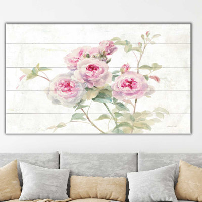 Douces roses sur bois - reproduction sur toile