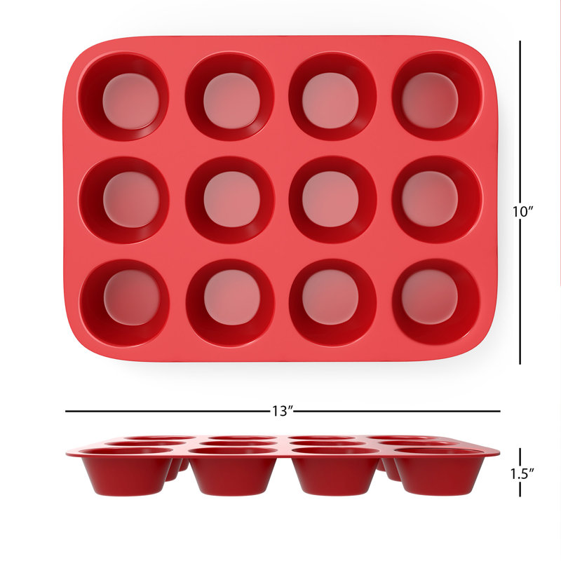 Moule à 12 muffins en silicone antiadhésif Chef Buddy