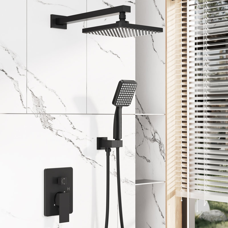 Complete Shower System with Rough in-Valve, Black