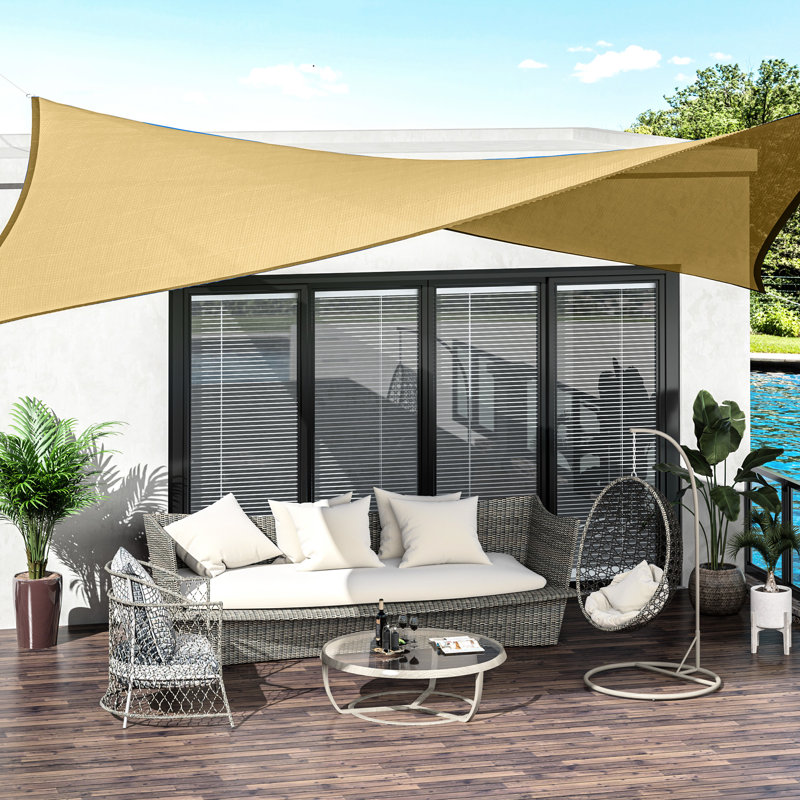 Auvent d'extérieur 13 po x 20 po en sable, bloqué, pour terrasse avec corde à voile 20 pi, protection,