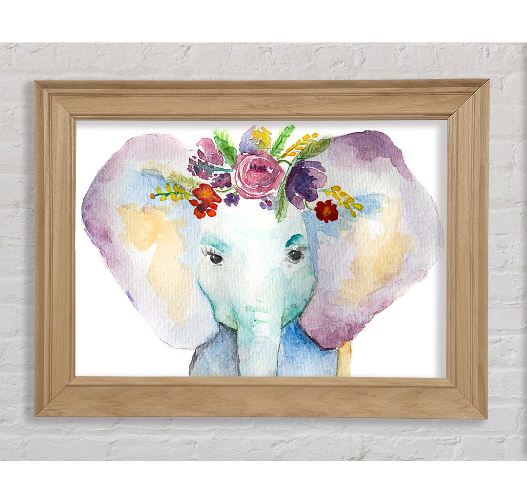 Elefant mit Blumen - Druck