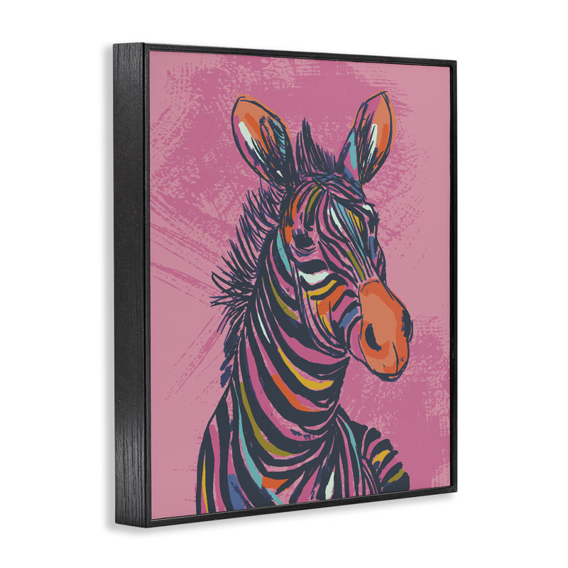  Giclée à rayures vives par Lisa Perry White, Giclée encadrée noir minuit, H 14 po x l 11 po