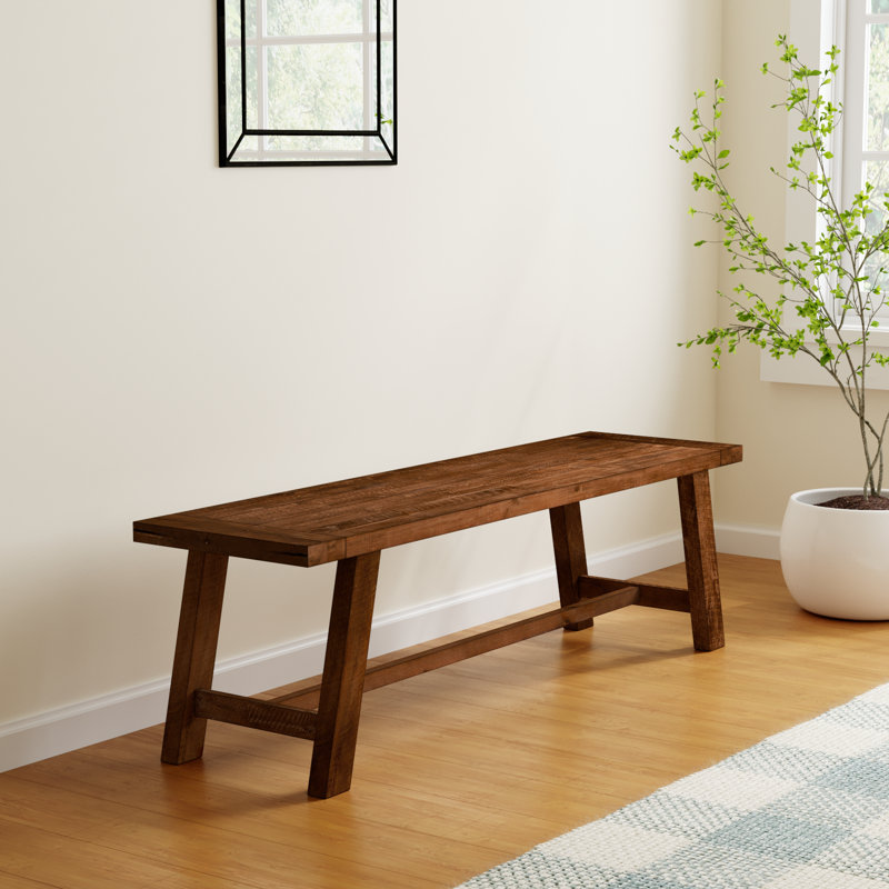 Bianca 60'' W Solid Wood Dining Bench, Medium Brown